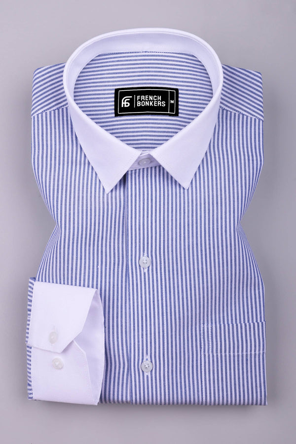 Ravine Blue with white oxford stripe shirt