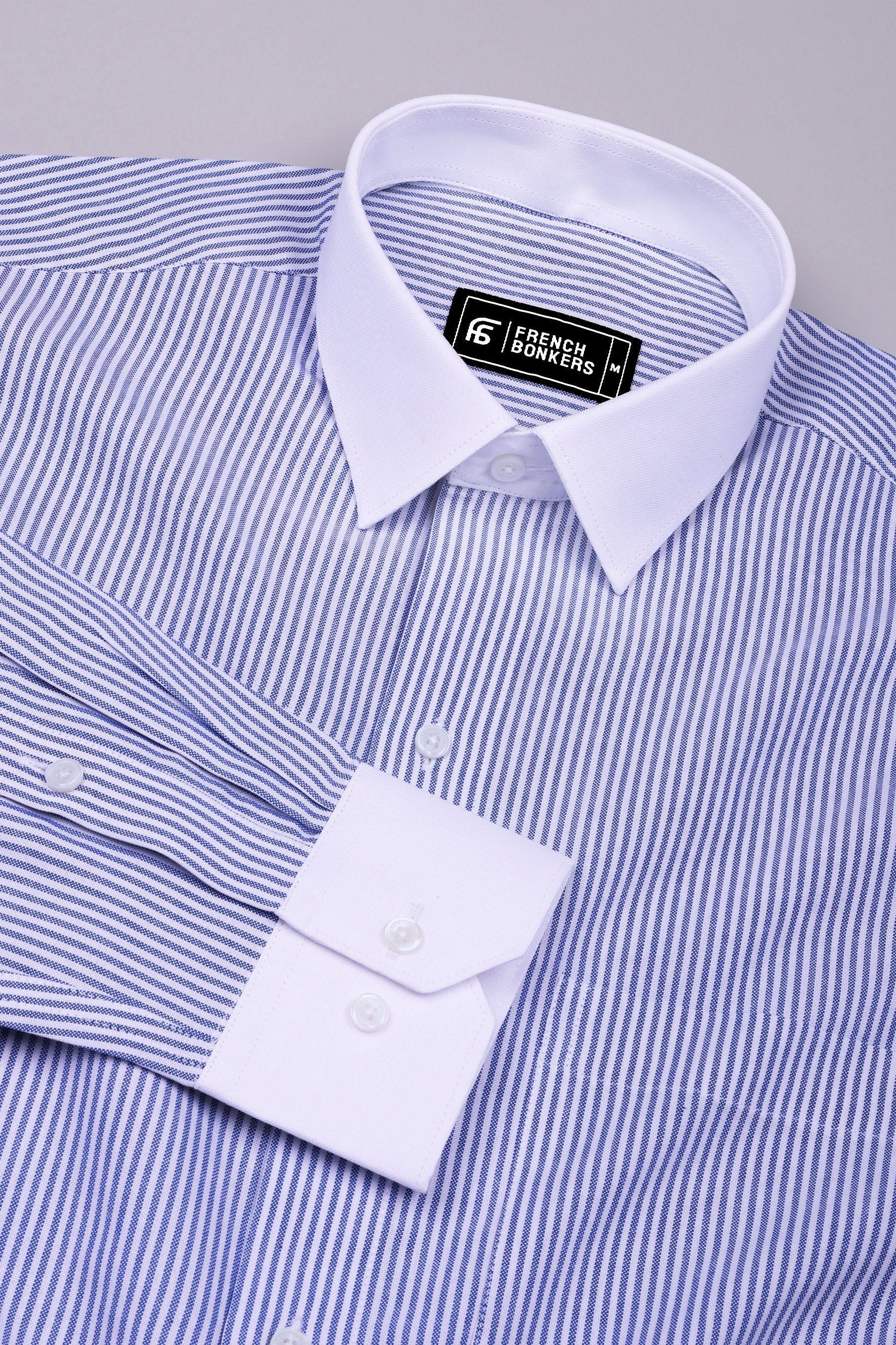 Ravine Blue with white oxford stripe shirt