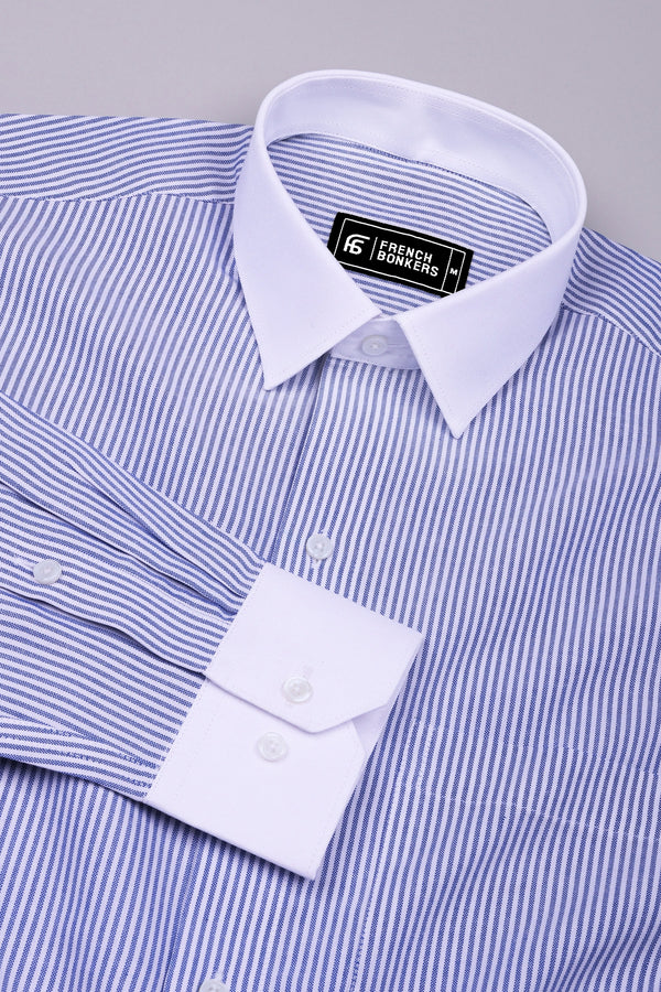 Ravine Blue with white oxford stripe shirt
