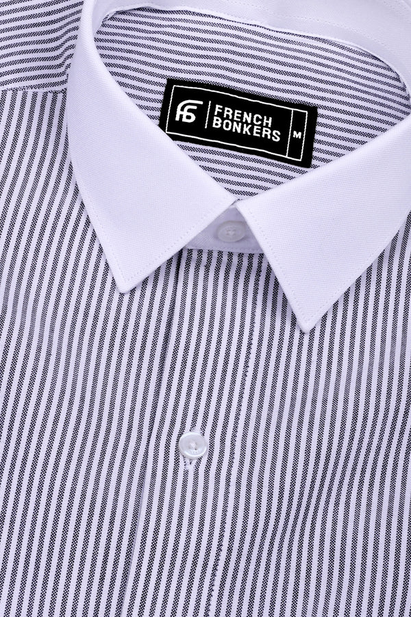 Ravine Black with white oxford stripe shirt