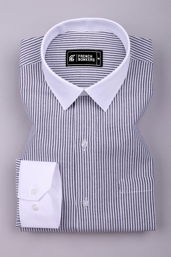 Ravine Black with white oxford stripe shirt