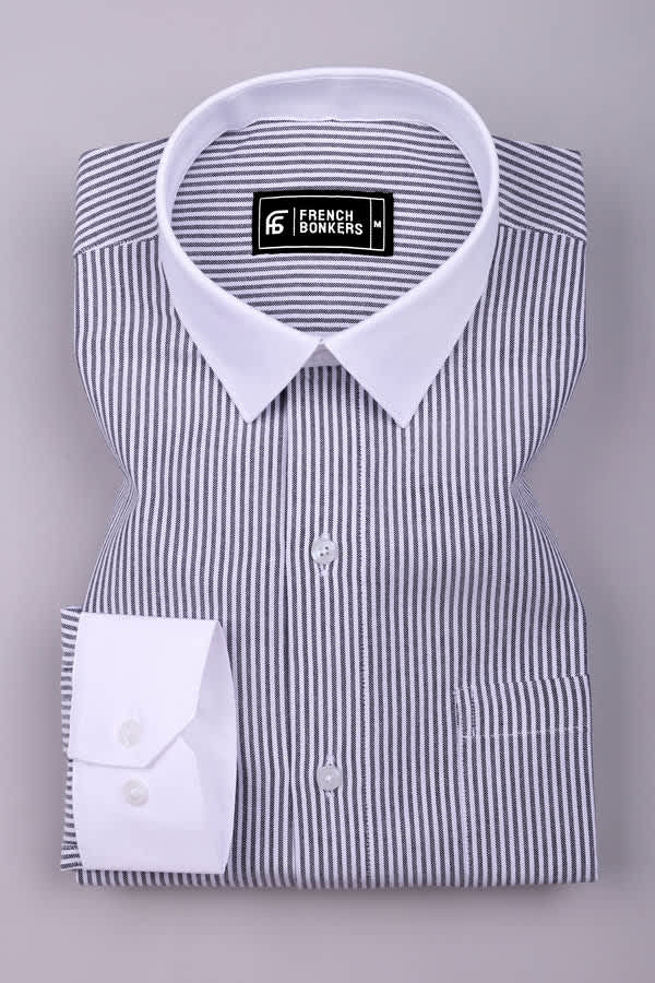 Ravine Black with white oxford stripe shirt