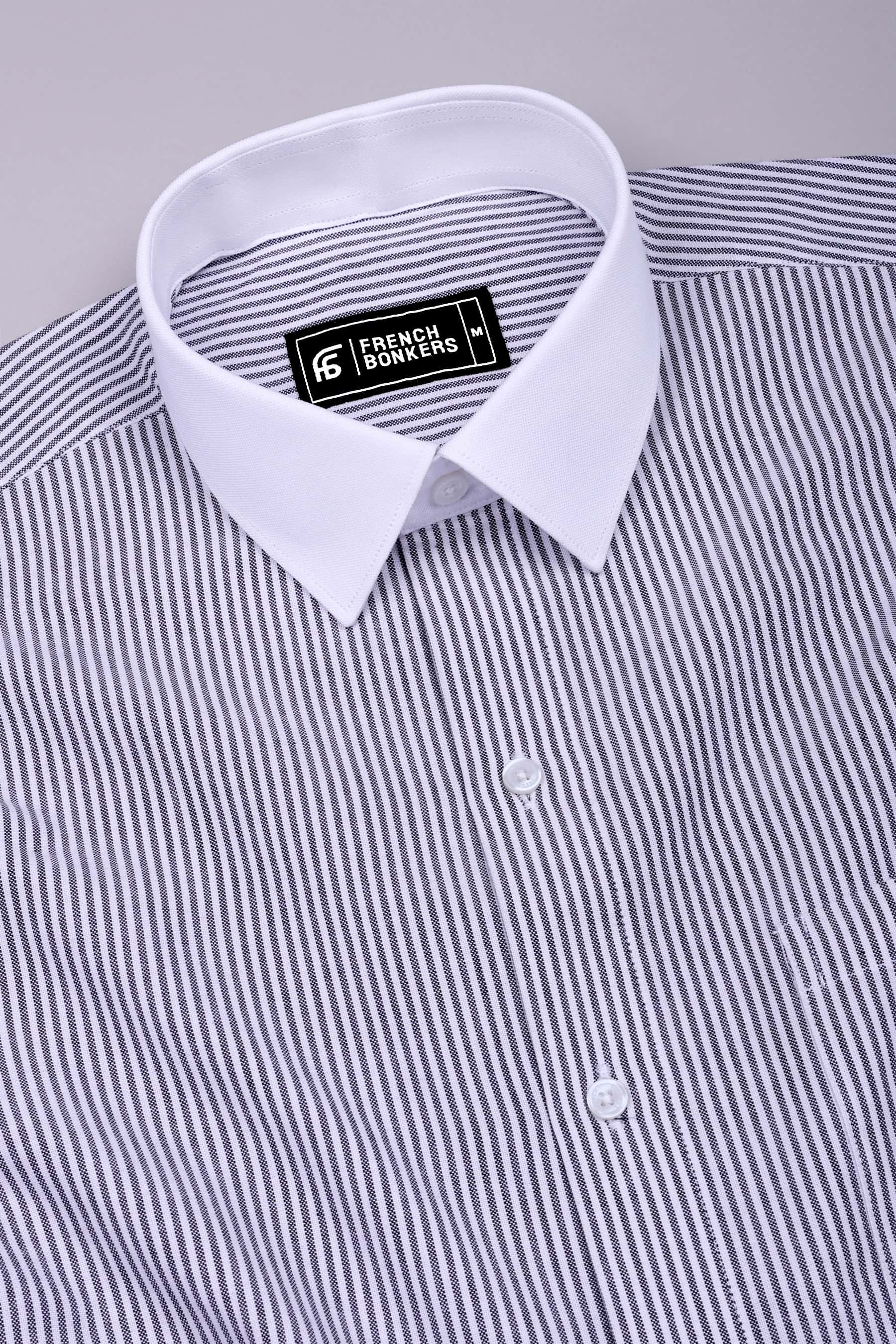 Ravine Black with white oxford stripe shirt