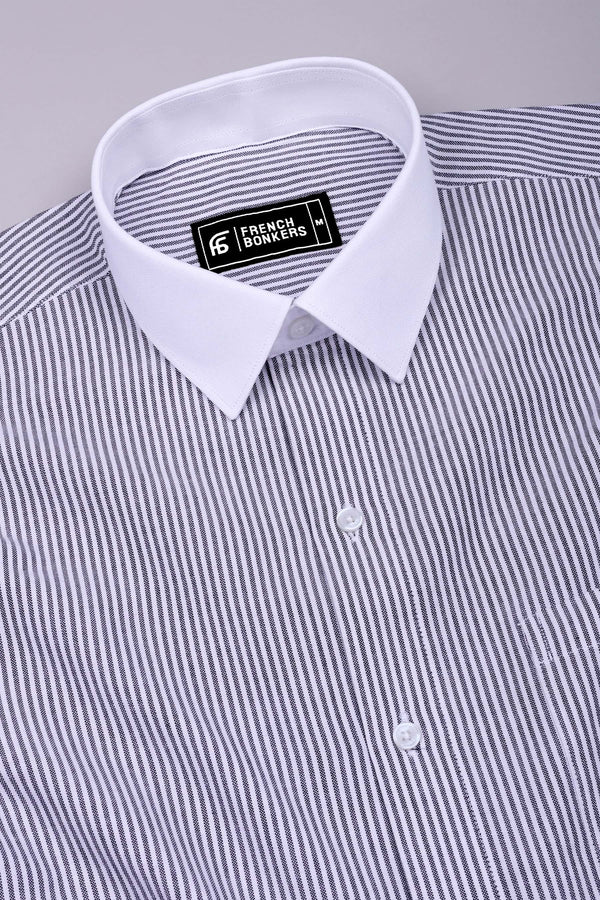 Ravine Black with white oxford stripe shirt