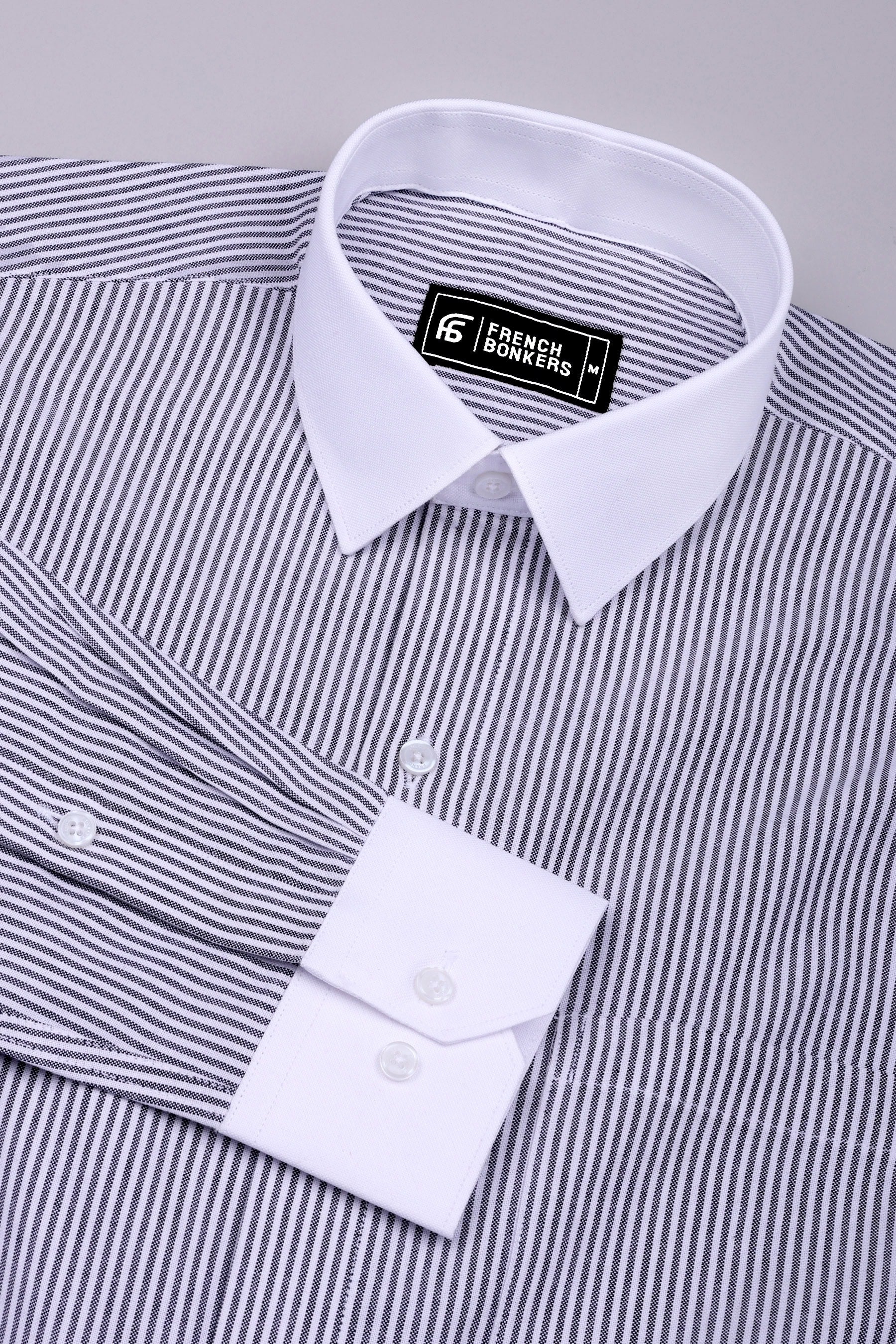 Ravine Black with white oxford stripe shirt