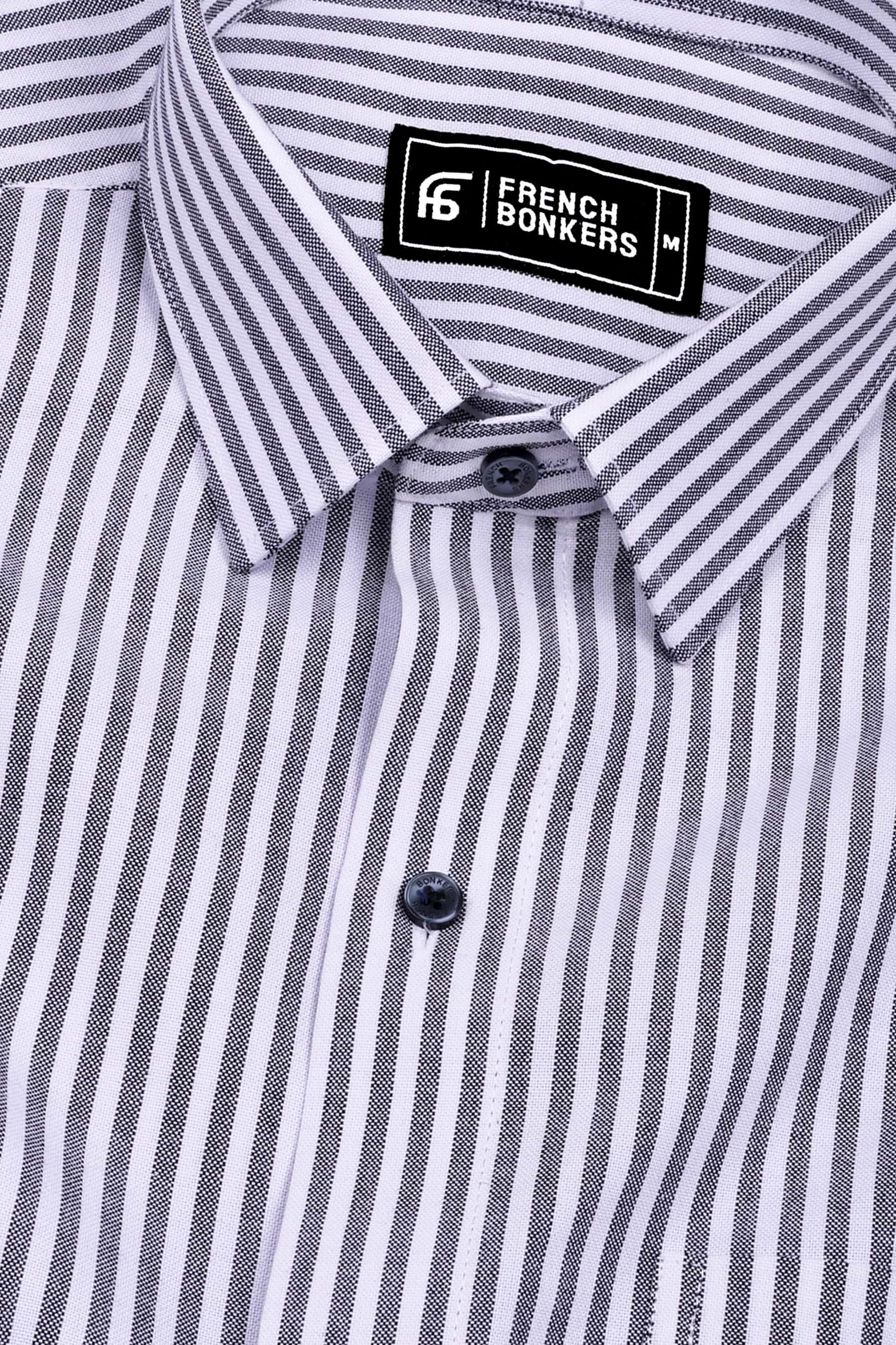 Gryson Grey With White Stripe Oxford Cotton Shirt