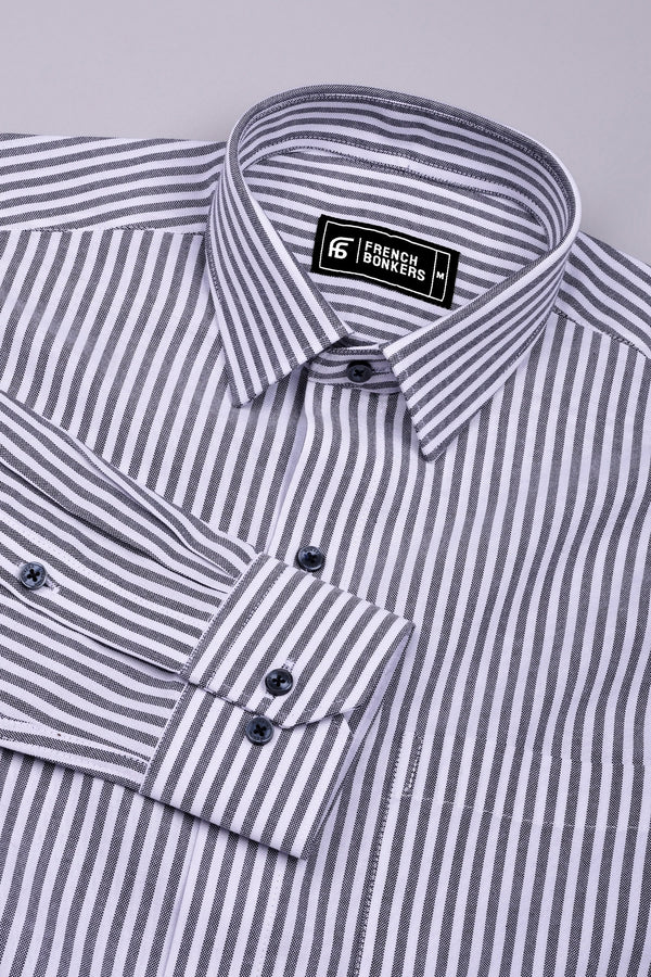 Gryson Grey With White Stripe Oxford Cotton Shirt
