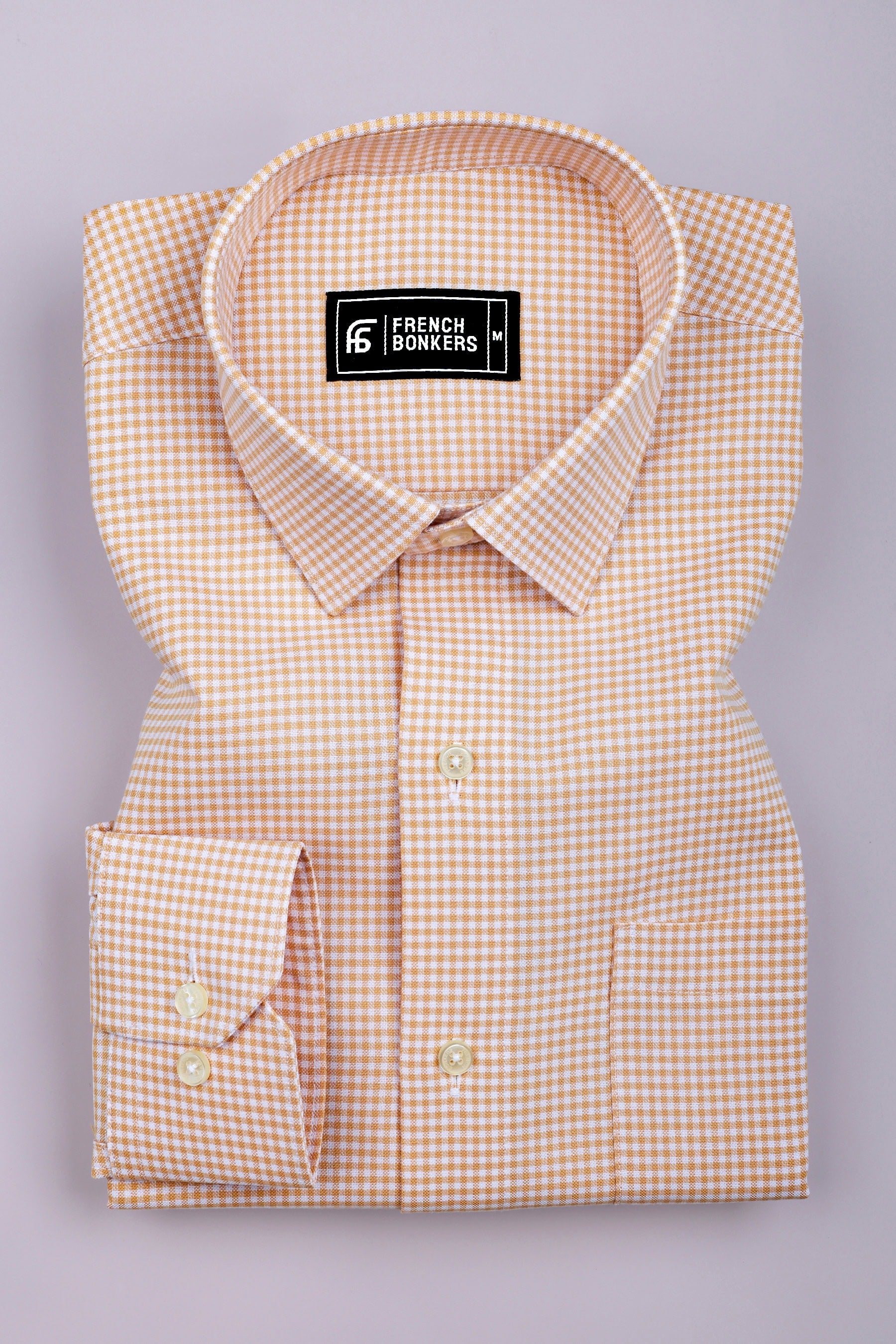 Frozix Cream With White Check Oxford Cotton Shirt