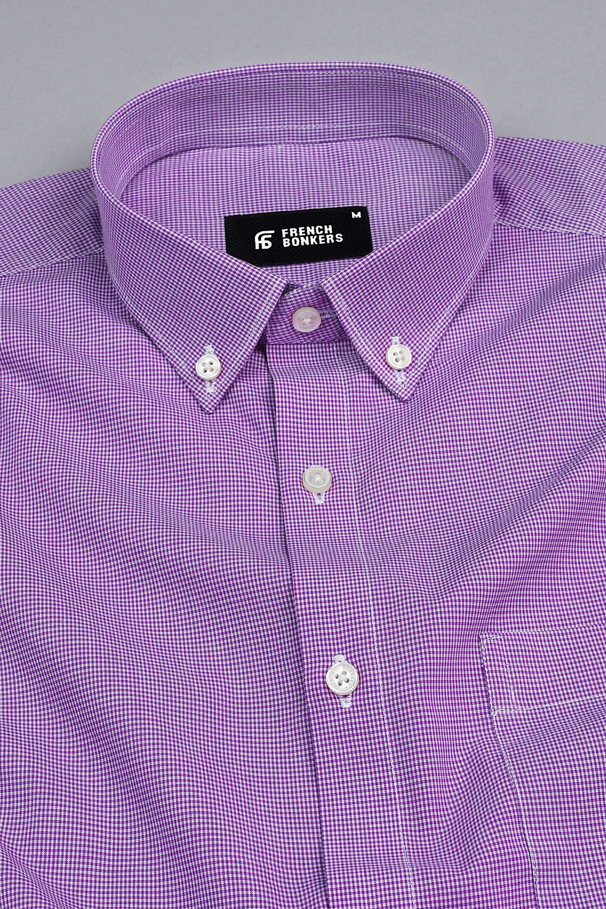 Irish purple with white mini micro check  cotton shirt